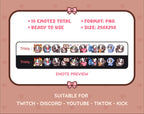 Black Goat Twitch emote pack preview displaying all 10 emotes with format and size information.
