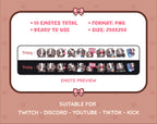 Black Goat Twitch emote pack preview displaying all 10 emotes with format and size information.