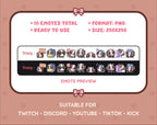 Black Goat Twitch emote pack preview displaying all 10 emotes with format and size information.