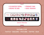 White Goat Twitch emote pack preview displaying all 10 emotes with format and size information.
