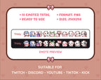 White Goat Twitch emote pack preview displaying all 10 emotes with format and size information.