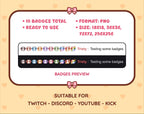 Goat Twitch sub badge pack preview displaying all 10 subscriber badges with format and size information.