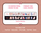 White Bunny Twitch emote pack preview displaying all 10 emotes with format and size information.