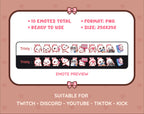 White Bunny Twitch emote pack preview displaying all 10 emotes with format and size information.
