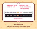 Gray Bunny Twitch sub badge pack preview displaying all 10 subscriber badges with format and size information.