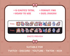 Gray Bunny Twitch emote pack preview displaying all 10 emotes with format and size information.