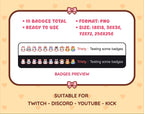 White Bunny Twitch sub badge pack preview displaying all 10 subscriber badges with format and size information.