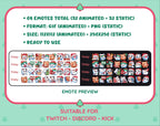 Polar Bear Christmas animated Twitch emote mega pack preview displaying all 32 emotes with format and size information.