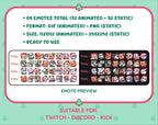 Panda Bear Christmas animated Twitch emote mega pack preview displaying all 32 emotes with format and size information.