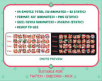 Brown Bear Christmas animated Twitch emote mega pack preview displaying all 32 emotes with format and size information.