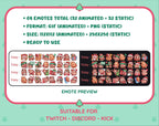 Brown Bunny Christmas animated Twitch emote mega pack preview displaying all 32 emotes with format and size information.