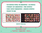 Red Panda Christmas animated Twitch emote mega pack preview displaying all 32 emotes with format and size information.