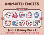 White Bunny Emotes - Pack 1 (Animated & Static)
