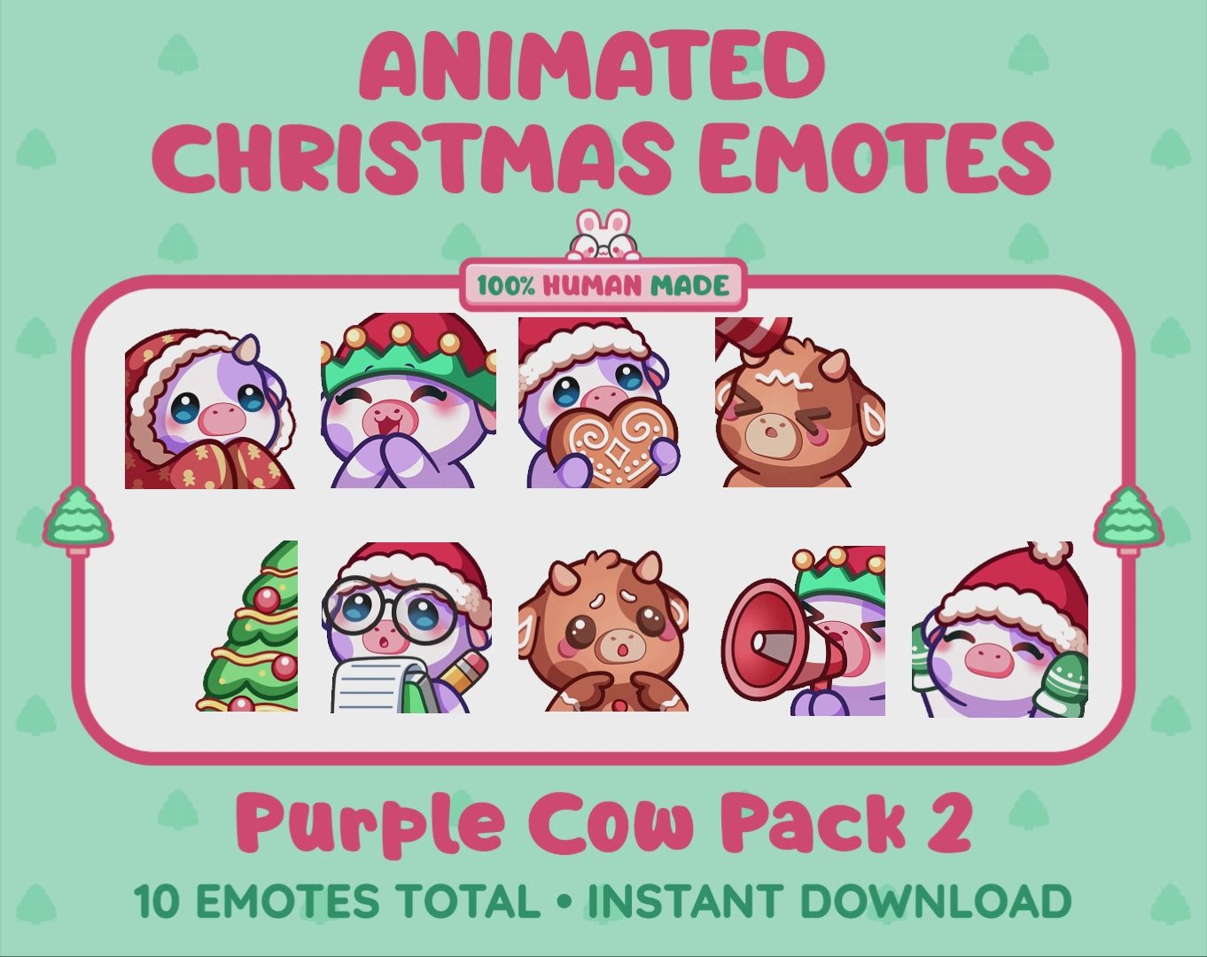 Purple Cow Emotes - Christmas Pack 2 (Animated & Static)
