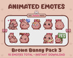 Brown Bunny Emotes - Pack 3 (Animated & Static)