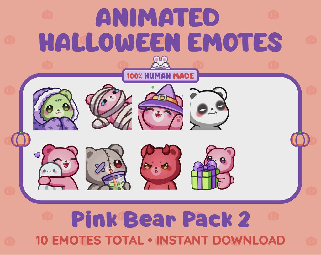 Pink Bear Emotes - Halloween Pack 2 (Animated & Static)