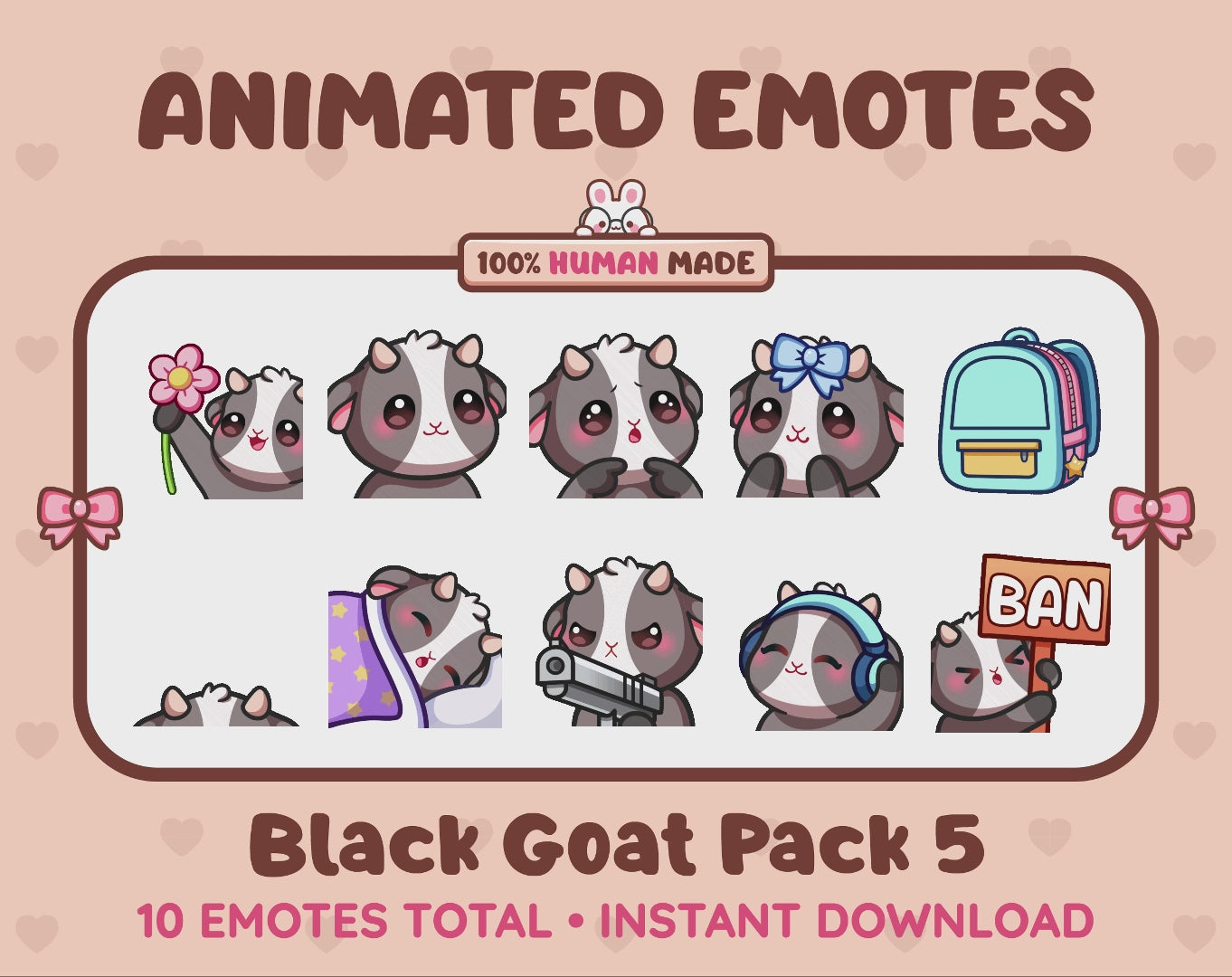 Black Goat Emotes - Pack 5 (Animated & Static)