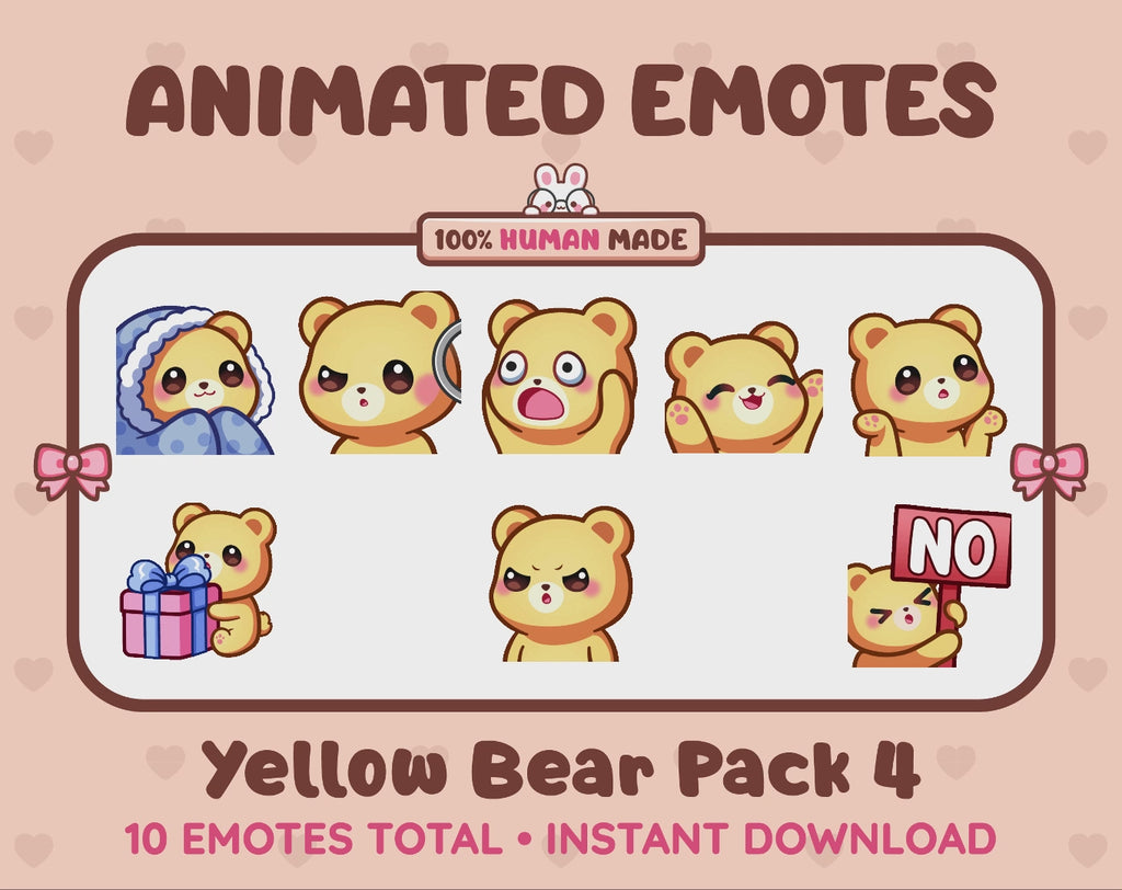 Yellow Bear Emotes - Pack 4 (Animated & Static)