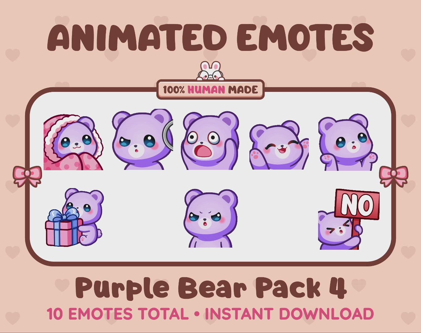 Purple Bear Emotes - Pack 4 (Animated & Static)