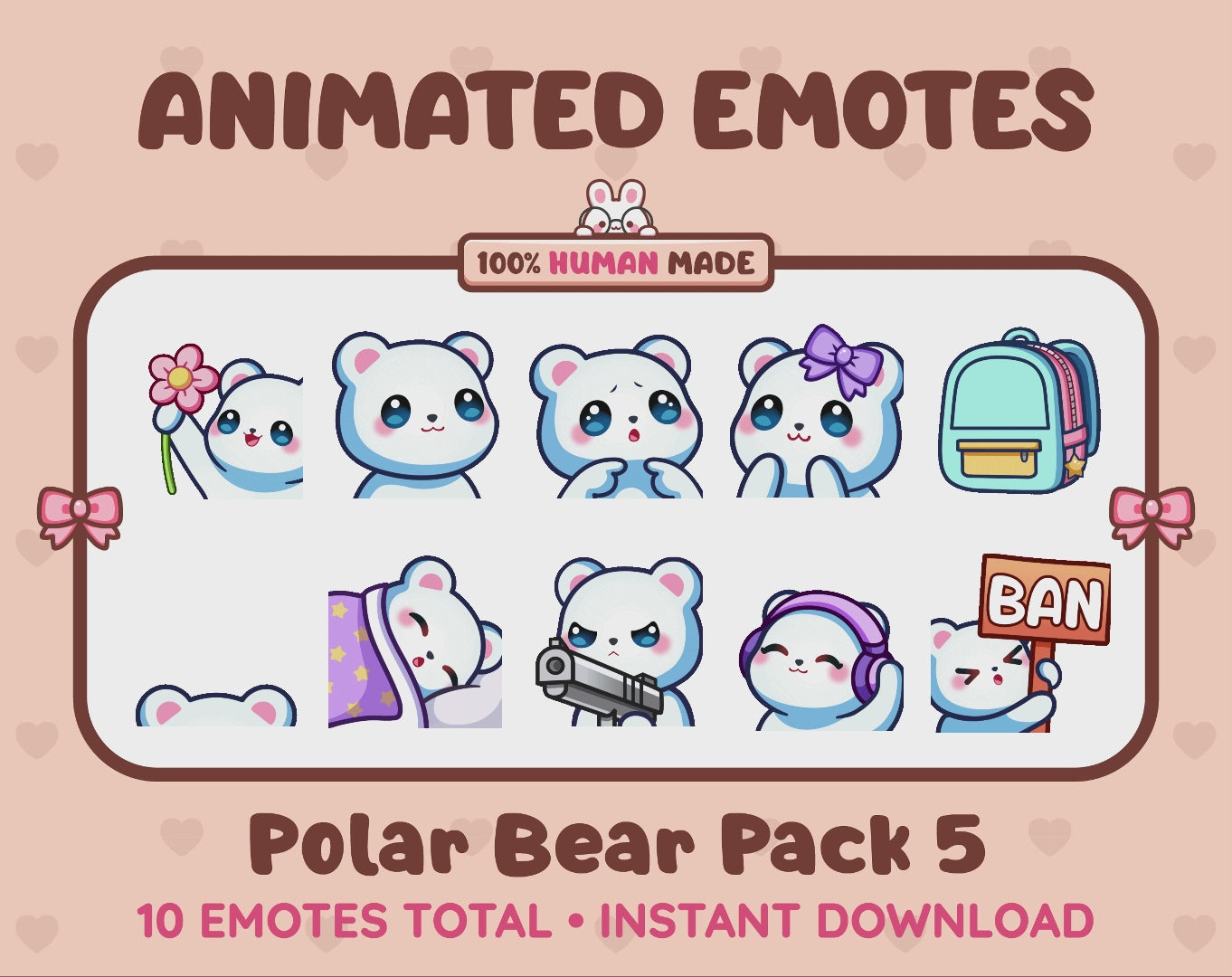 Polar Bear Emotes - Pack 5 (Animated & Static)