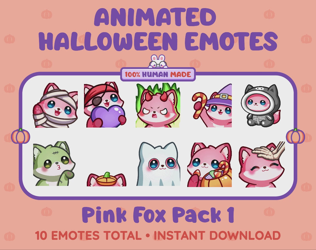 Pink Fox Emotes - Halloween Pack 1 (Animated & Static)