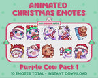 Purple Cow Emotes - Christmas Pack 1 (Animated & Static)