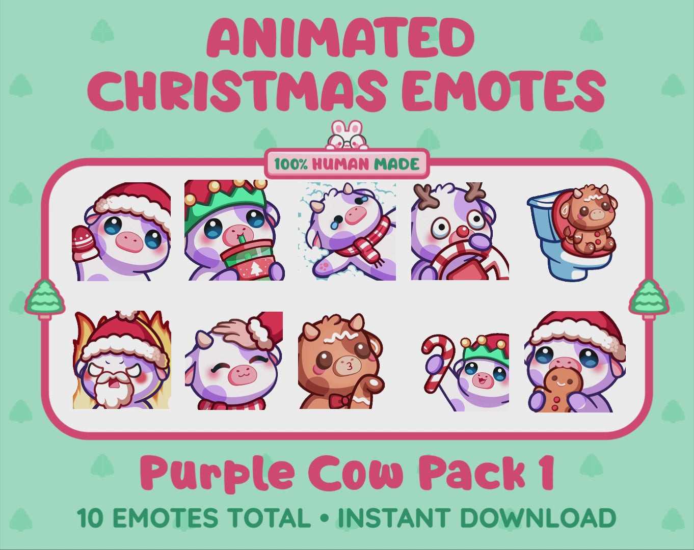Purple Cow Emotes - Christmas Pack 1 (Animated & Static)