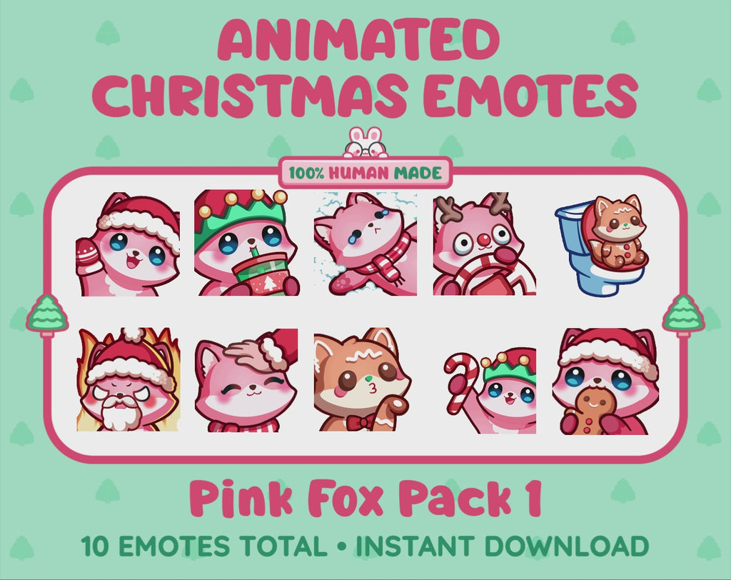 Pink Fox Emotes - Christmas Pack 1 (Animated & Static)