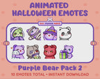 Purple Bear Emotes - Halloween Pack 2 (Animated & Static)