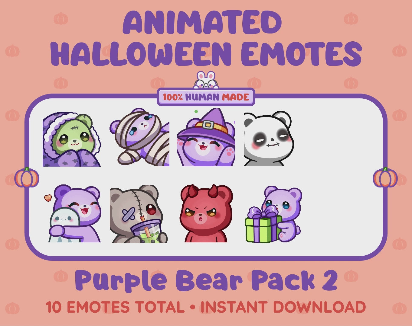 Purple Bear Emotes - Halloween Pack 2 (Animated & Static)