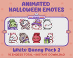 White Bunny Emotes - Halloween Pack 2 (Animated & Static)