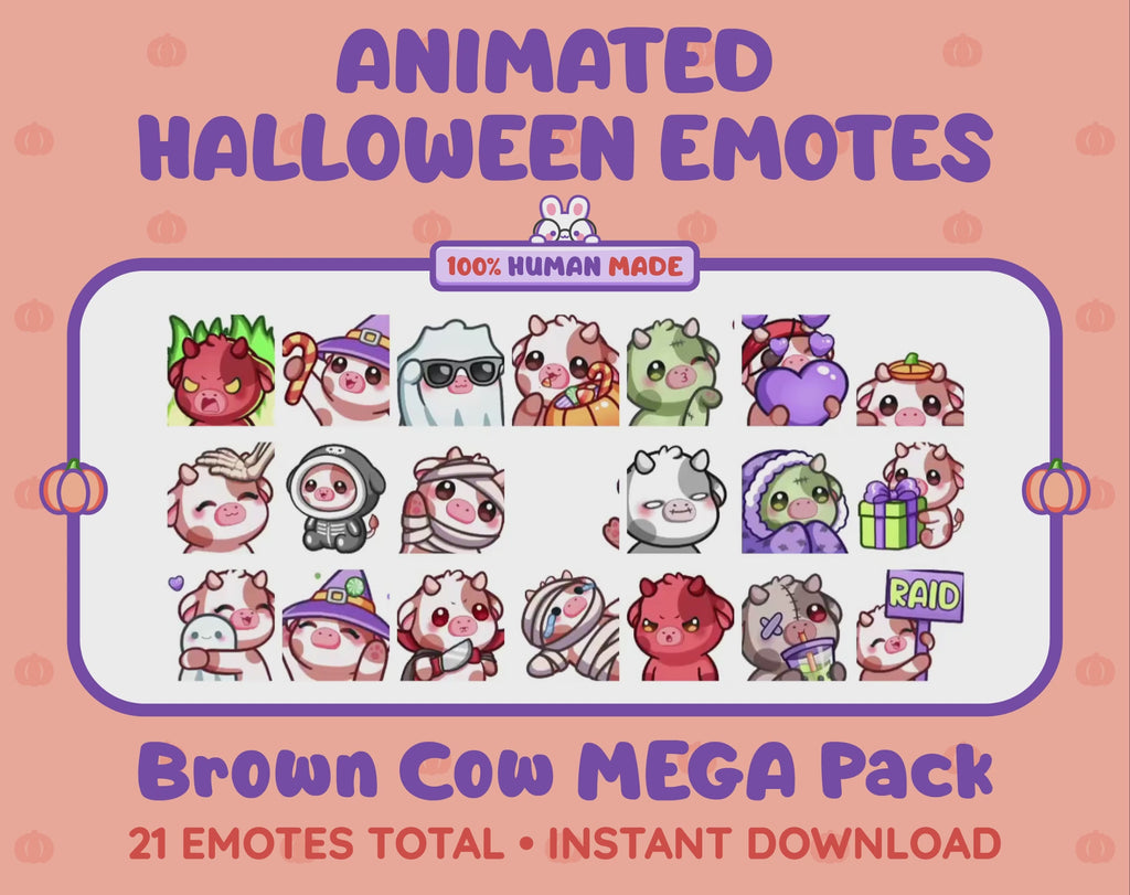 Brown Cow Emotes - Halloween MEGA Pack (Animated & Static)