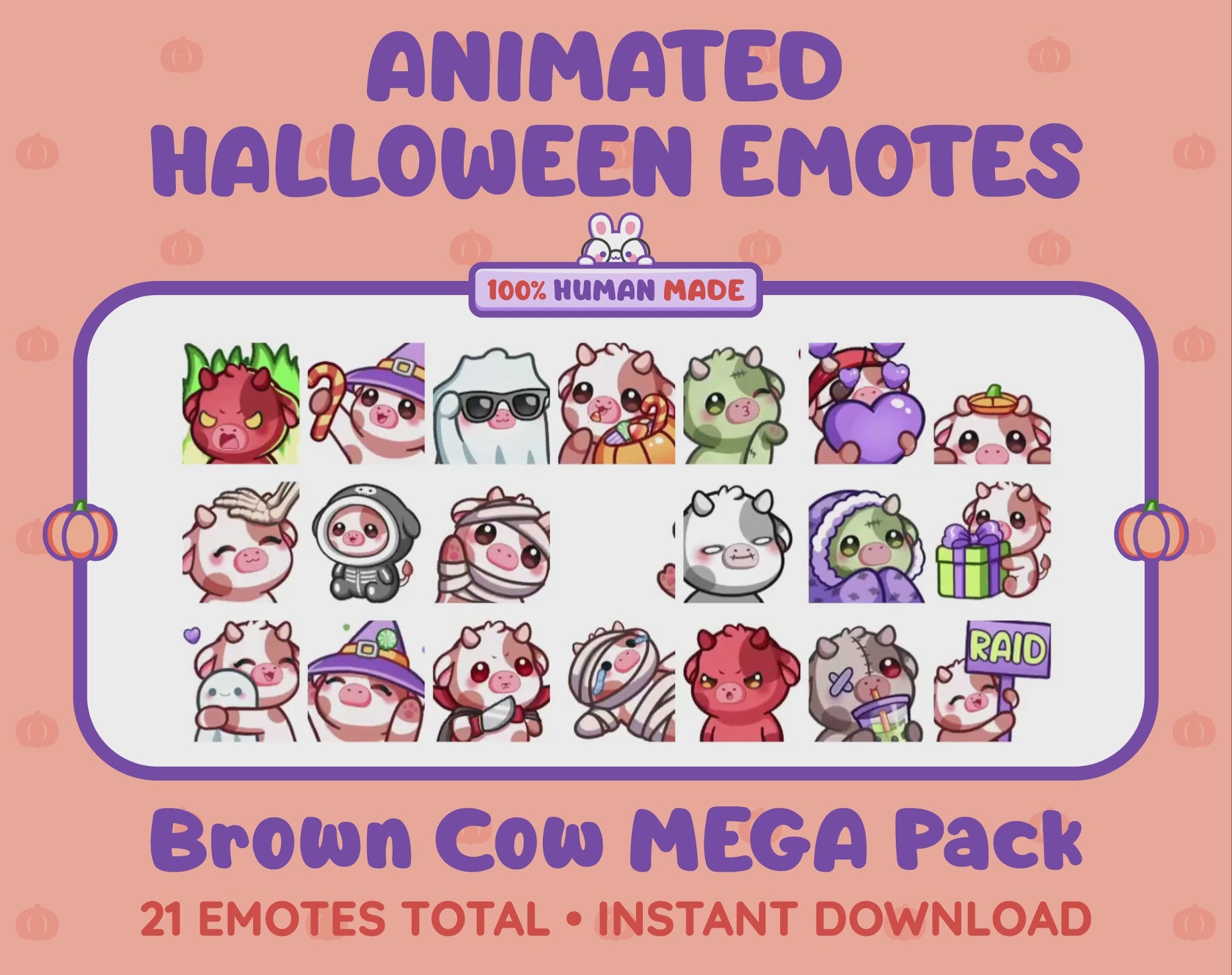Brown Cow Emotes - Halloween MEGA Pack (Animated & Static)