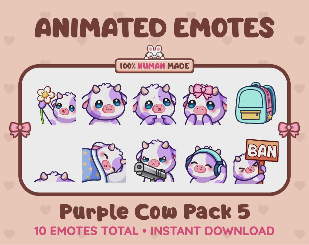 Purple Cow Emotes - Pack 5 (Animated & Static)