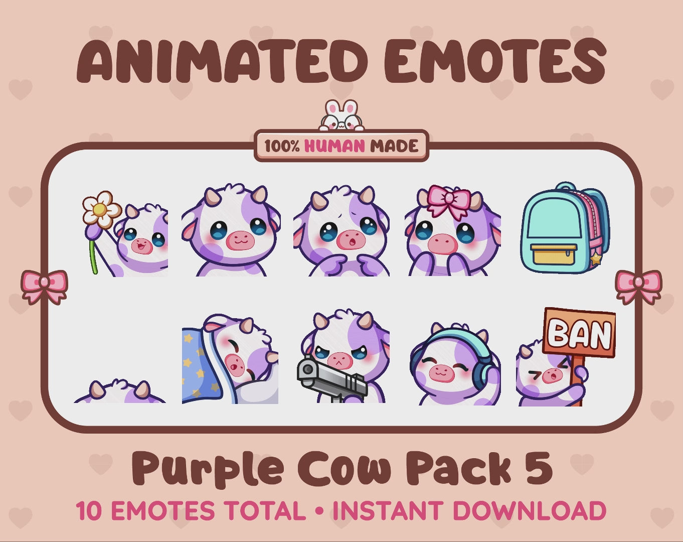 Purple Cow Emotes - Pack 5 (Animated & Static)