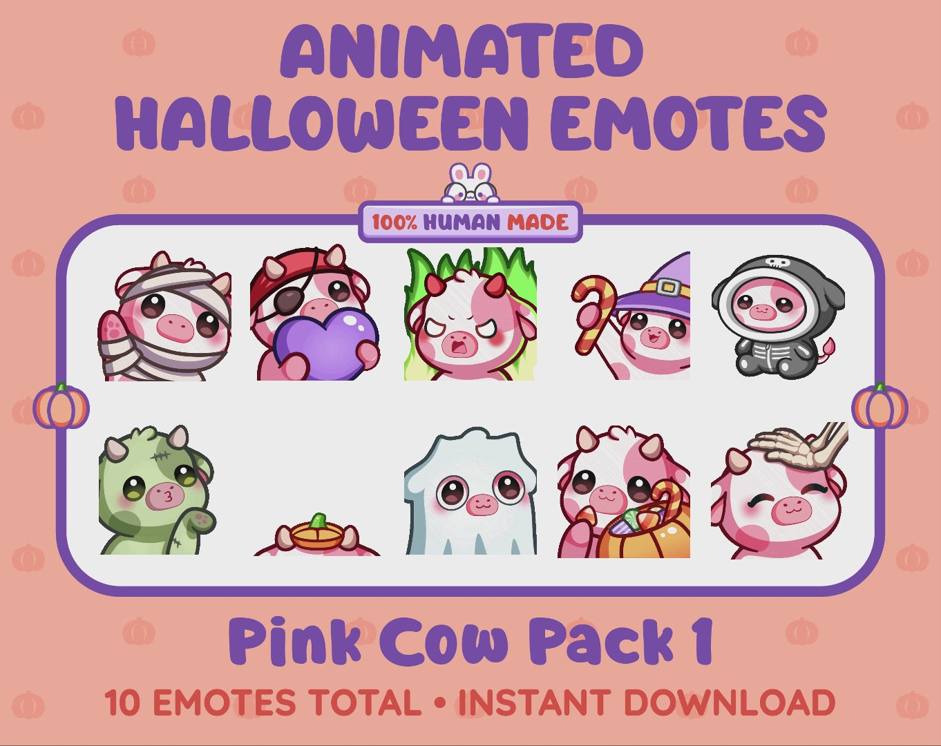 Pink Cow Emotes - Halloween Pack 1 (Animated & Static)