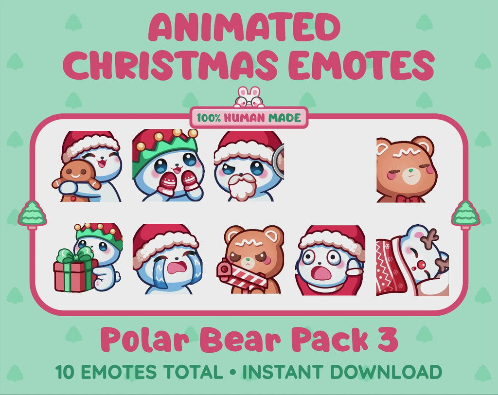 Polar Bear Emotes - Christmas Pack 3 (Animated & Static)