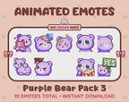 Purple Bear Emotes - Pack 3 (Animated & Static)