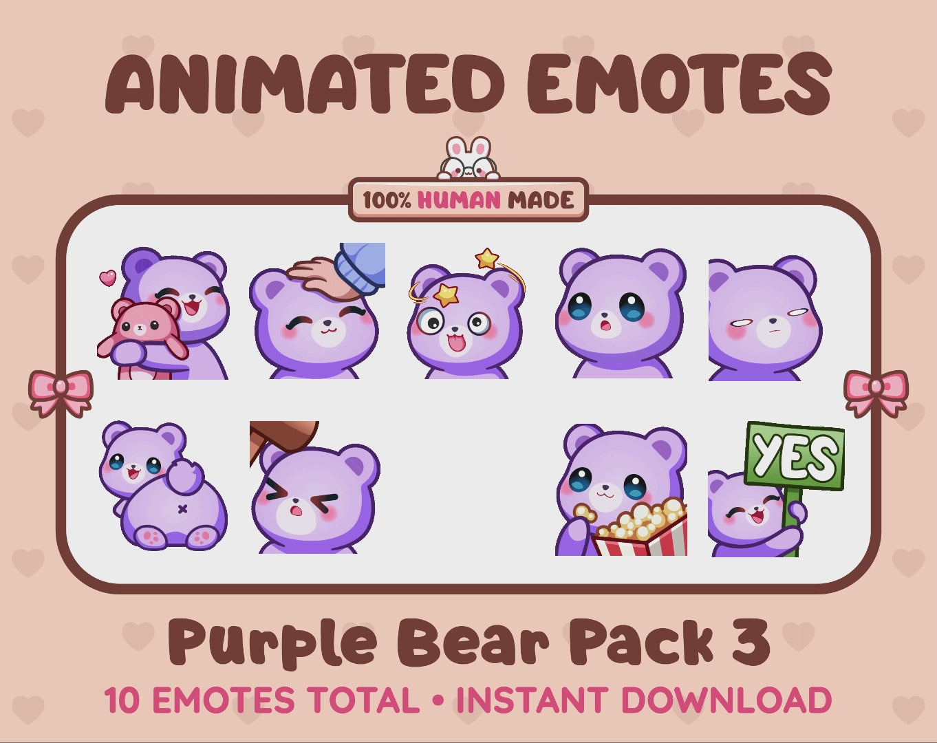 Purple Bear Emotes - Pack 3 (Animated & Static)