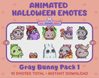 Gray Bunny Emotes - Halloween Pack 1 (Animated & Static)