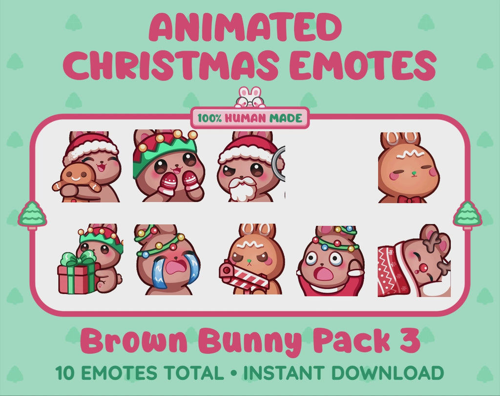 Brown Bunny Emotes - Christmas Pack 3 (Animated & Static)