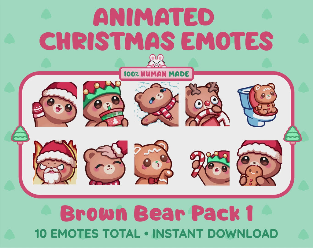Brown Bear Emotes - Christmas Pack 1 (Animated & Static)