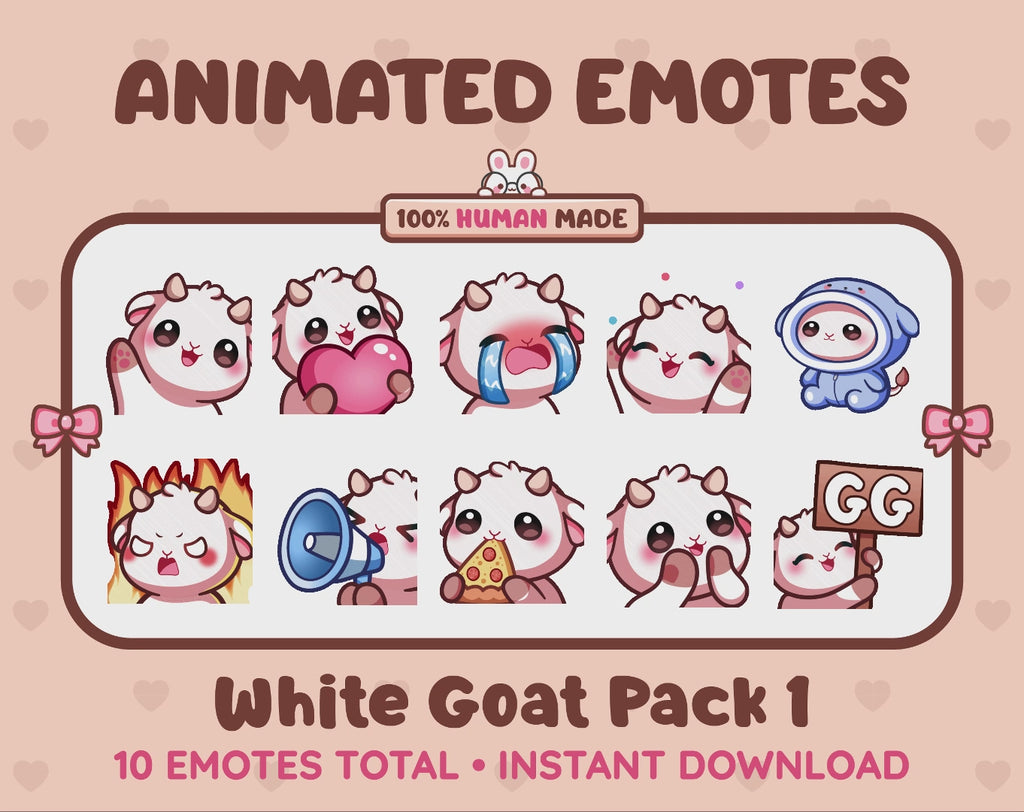 White Goat Emotes - Pack 1 (Animated & Static)
