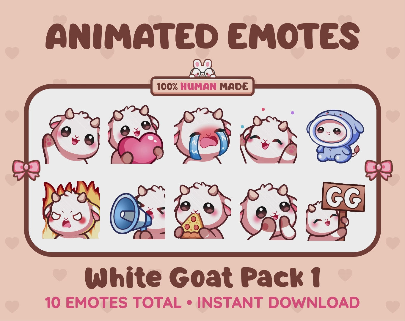 White Goat Emotes - Pack 1 (Animated & Static)