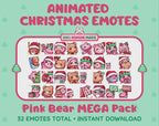 Pink Bear Emotes - Christmas MEGA Pack (Animated & Static)