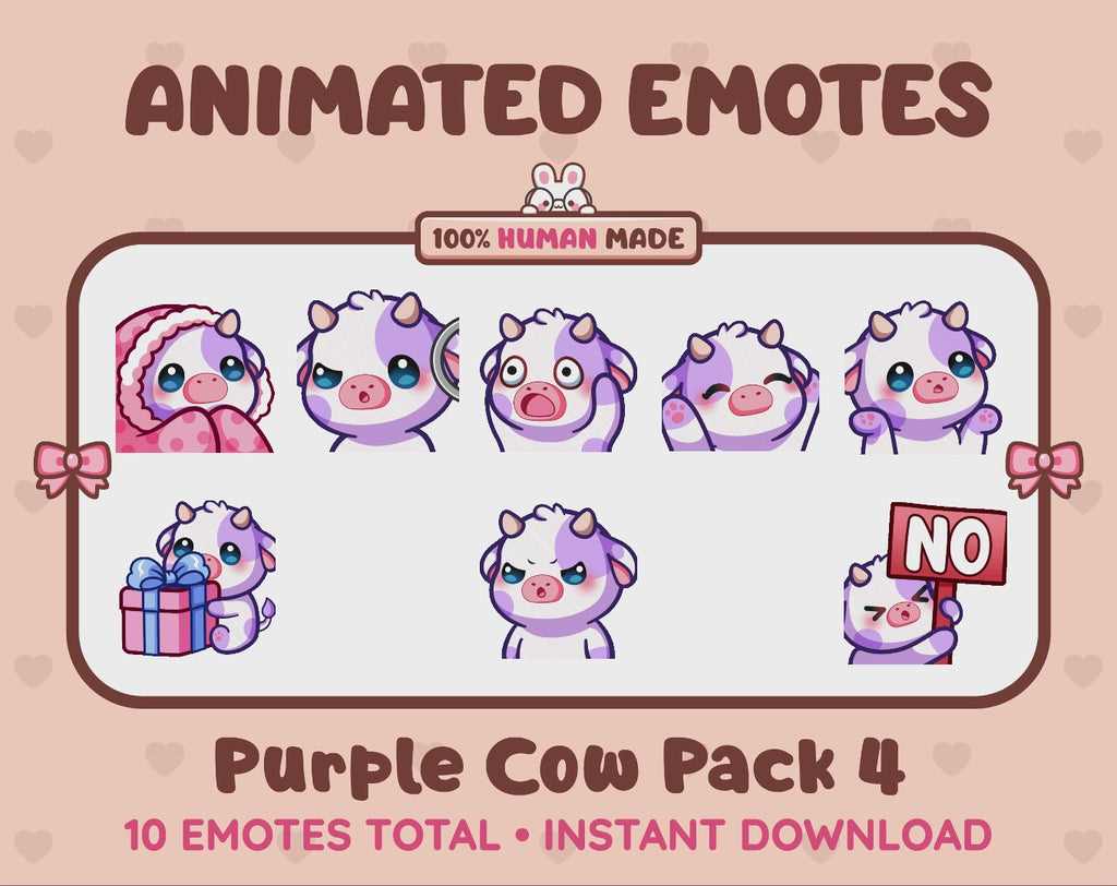 Purple Cow Emotes - Pack 4 (Animated & Static)