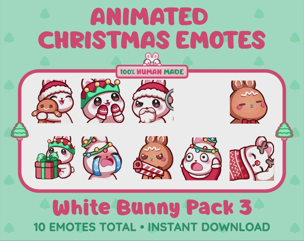 White Bunny Emotes - Christmas Pack 3 (Animated & Static)