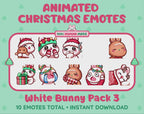 White Bunny Emotes - Christmas Pack 3 (Animated & Static)
