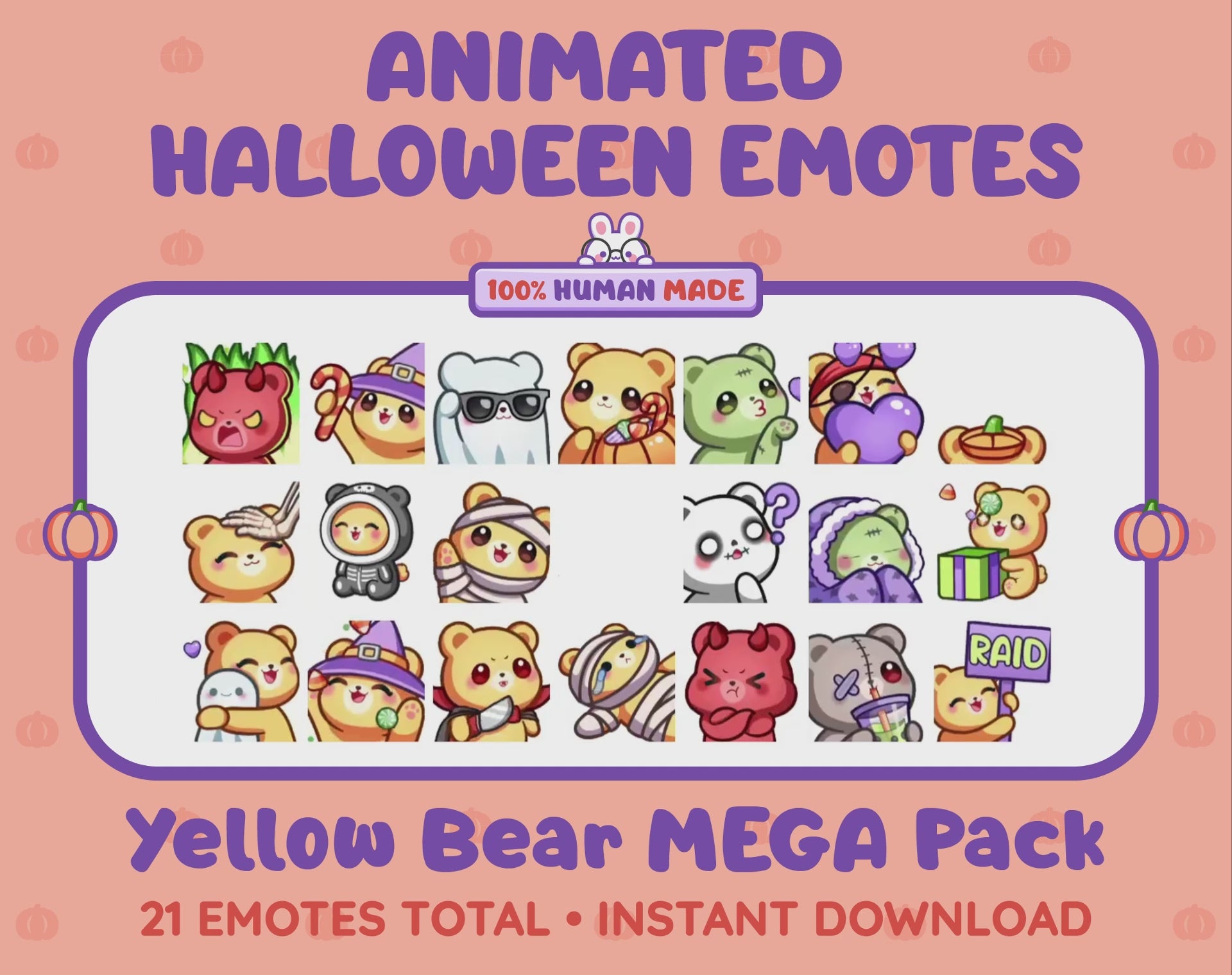 Yellow Bear Emotes - Halloween MEGA Pack (Animated & Static)