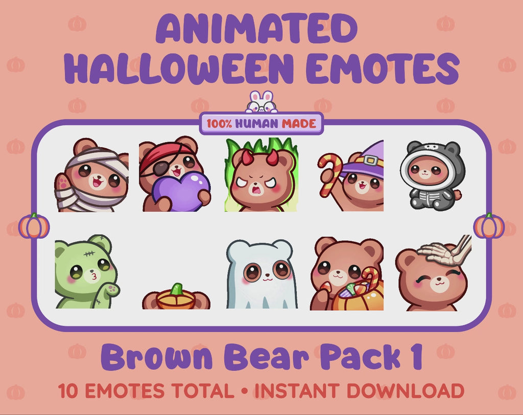 Brown Bear Emotes - Halloween Pack 1 (Animated & Static)